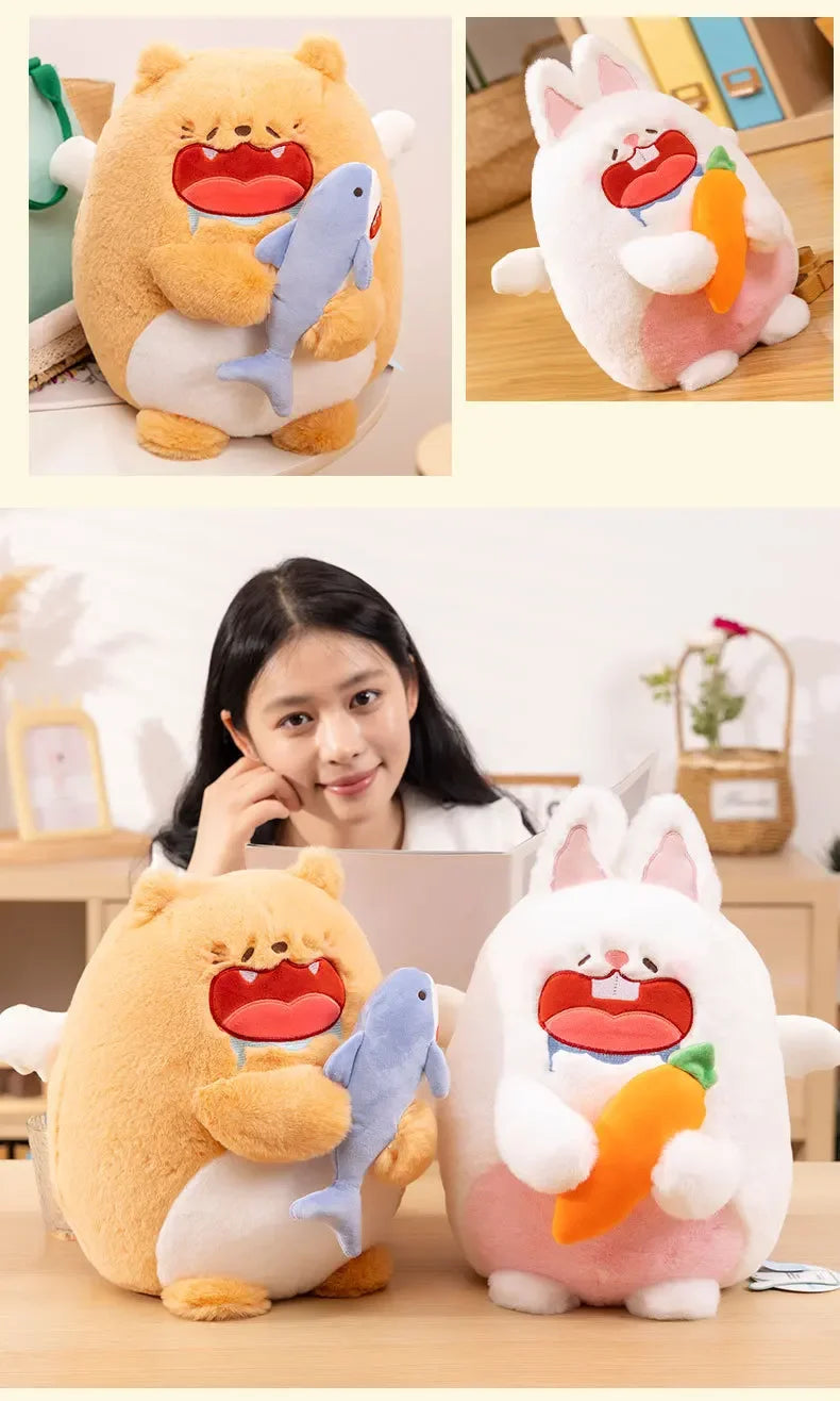 Cute Little Cat and Little Rabbit Pillow Doll Funny Cloth Doll Girl Sleeping Doll Gift Plush Toy Plush Pillow Children's Gift