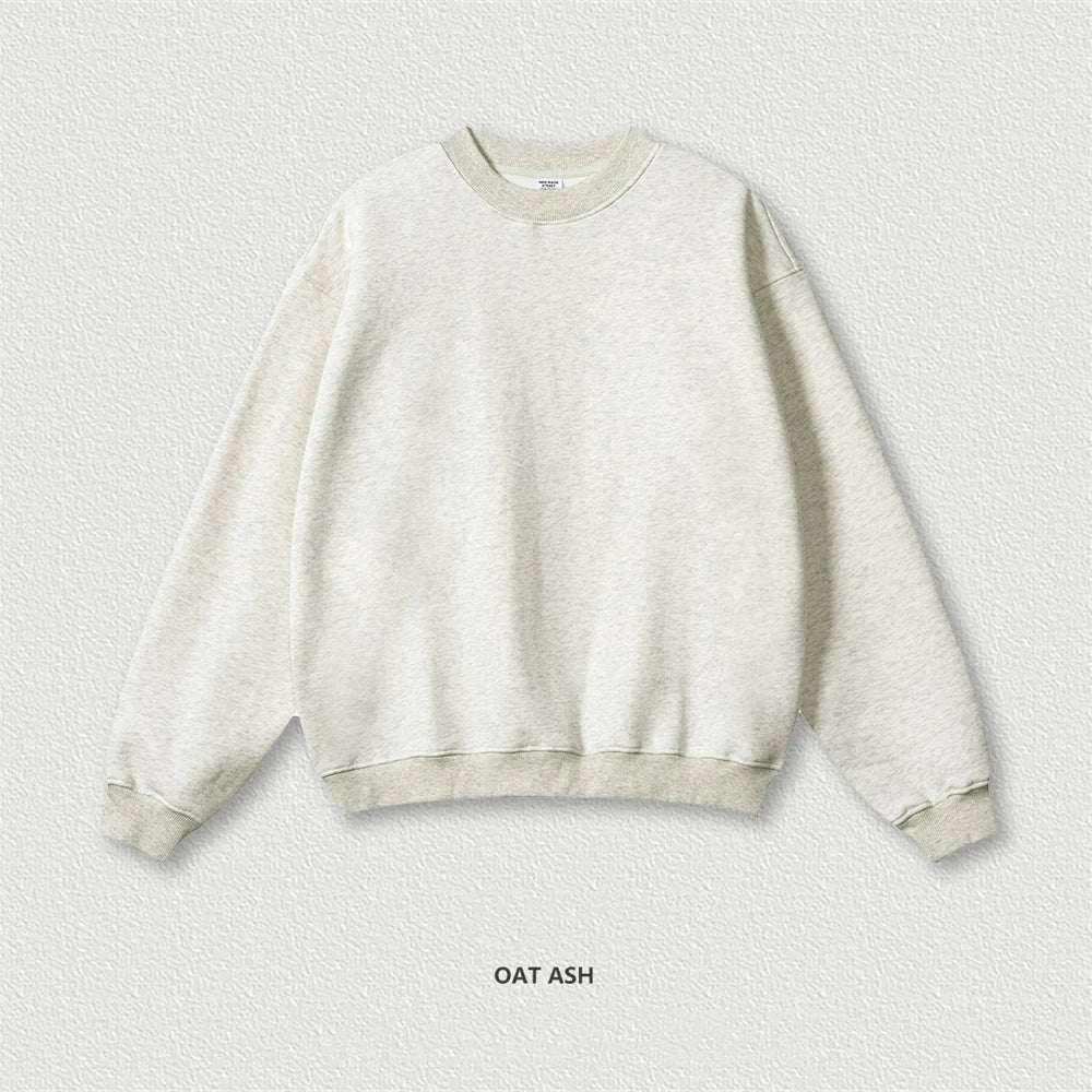 ZODF 2024 Winter Men 345gsm Fleece Sweatshirts Unisex Women Casual Loose Warm Solid O-Neck Pullovers Streetwears HY0865