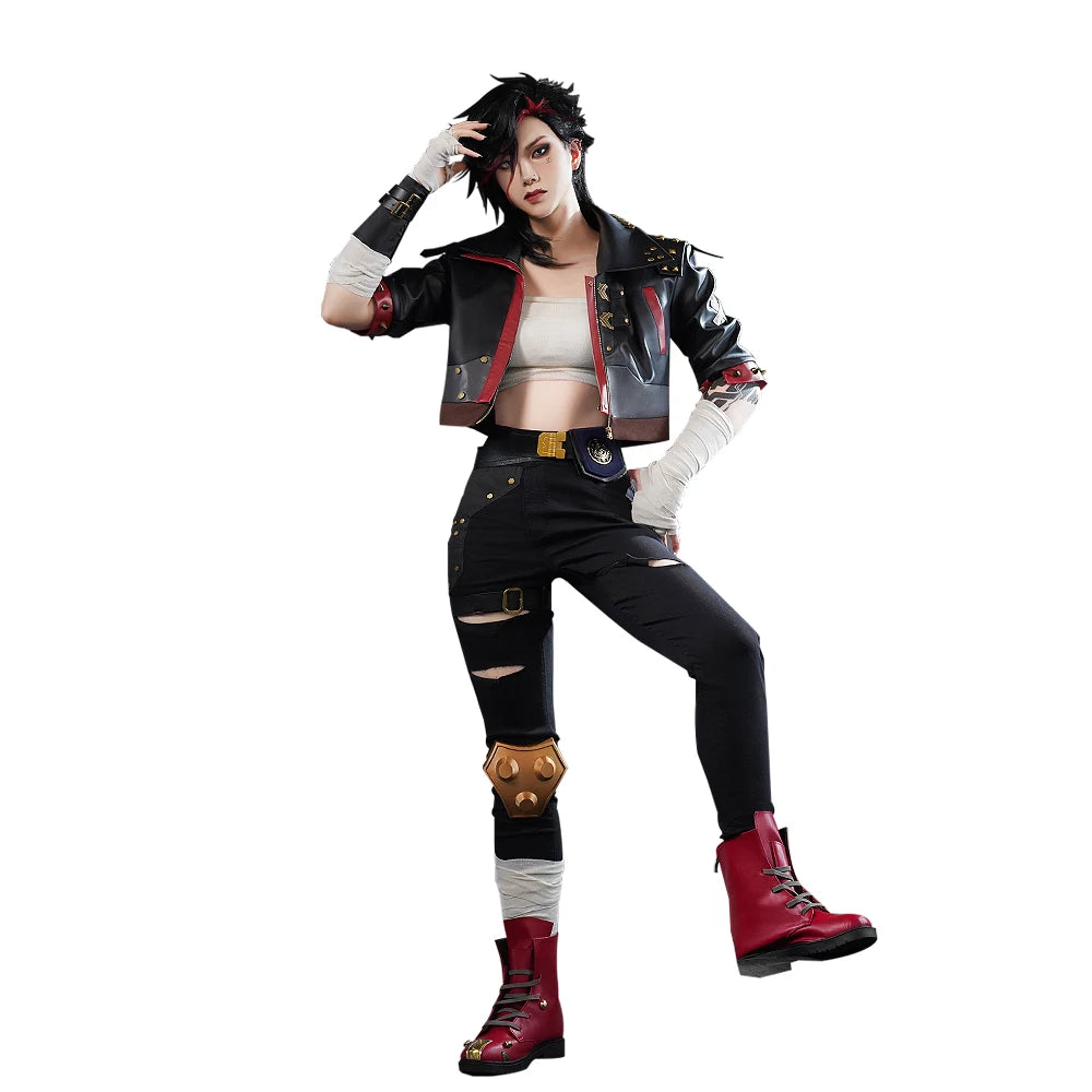 IN STOCK Vii Cosplay Costume Game Cosplay【S-3XL】DokiDoki-SR Women Suit Costume Cosplay Coat Black Suit Vii Tattoo Plus Size