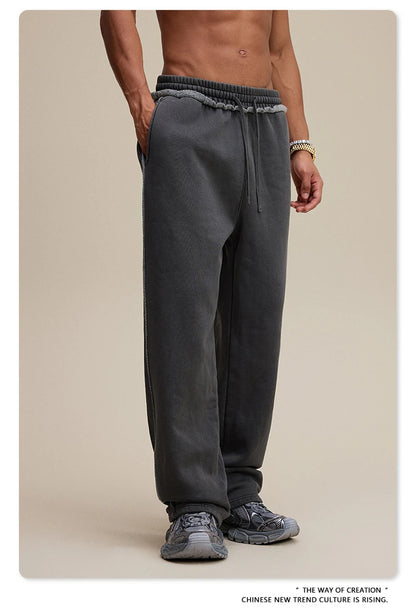 ZODF 2025 Winter Unisex Washed Fleece Straight Pants 400gsm Knitted Warm Loose Trousers HY1093