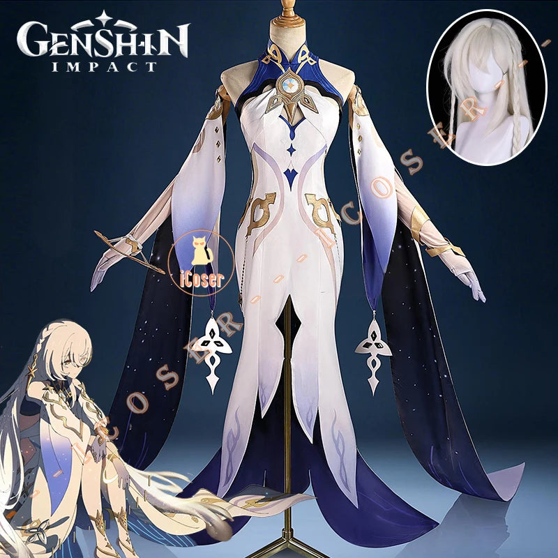 Genshin Impact Istaroth Cosplay Costume Wig Dress Uniform Tokoyo Ookami Kairos Four Shades Halloween Party for Women Girls Props