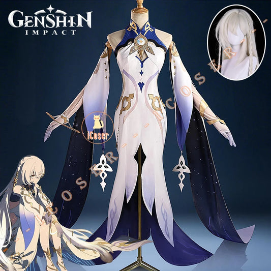 Genshin Impact Istaroth Cosplay Costume Wig Dress Uniform Tokoyo Ookami Kairos Four Shades Halloween Party for Women Girls Props