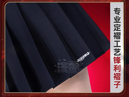 Wuthering Waves Chisa Cosplay Costume Wig Jacket Uniform Headwear Rings Sticker Halloween Party for Women Girls Carnival Props