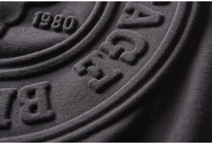 2025 Summer New American Retro Short-sleeved O-neck 3D Letter Printed T-shirt Men's Fashion 100% Cotton Washed Casual Sport Tops