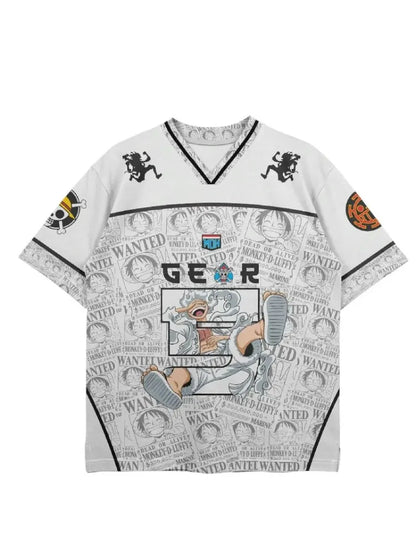 2526 New Bandai Anime One Piece Luffy Summer Jersey T-shirt Oversized 3D Adult and Children's Multifunctional Top Christmas