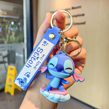 Disney Anime Cartoon Stitch Keychain Lilo & Stitch Cute Doll Keyring Fashion Couple Bag Ornament Key Chain Car Pendant Gift