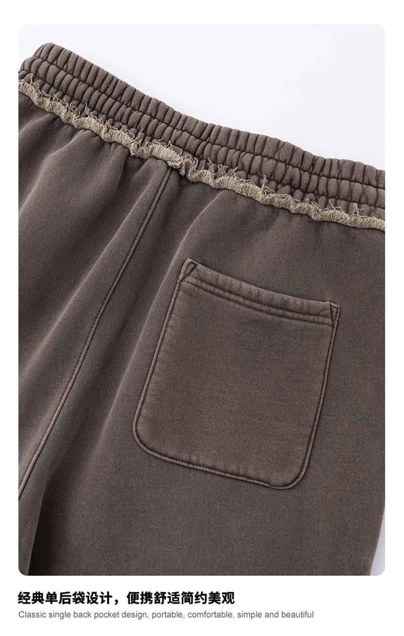 ZODF 2025 Winter Unisex Washed Fleece Straight Pants 400gsm Knitted Warm Loose Trousers HY1093
