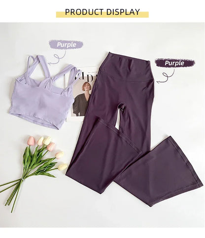 The Codex Women’s High-Waisted Flared Yoga Pants Comfortable Pilates Running Leggings Stylish Gym Trousers
