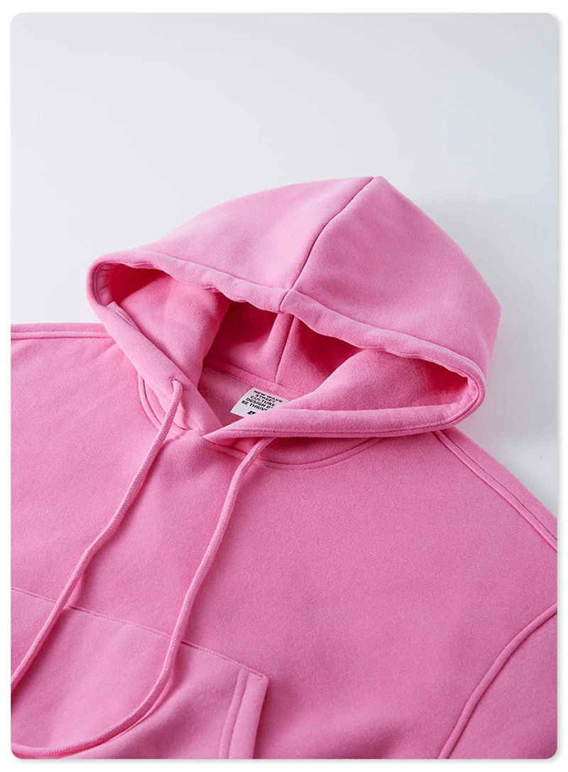 ZODF Chic Sexy Women Super-short Fleece Cropped Hoodies Girl Female Hip Hop Loose 345gsm Solid Hooded Pullover Streetwear HY0340