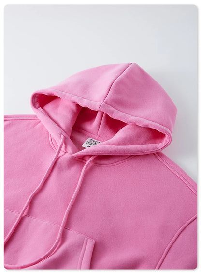 ZODF Chic Sexy Women Super-short Fleece Cropped Hoodies Girl Female Hip Hop Loose 345gsm Solid Hooded Pullover Streetwear HY0340