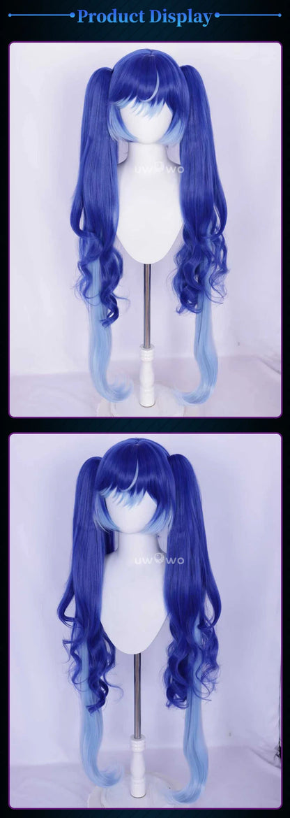 UWOWO IUNO Wig Game Wuthering Waves WuWa IUNO Cosplay Wig Long Hair Blue Hair Halloween Wig