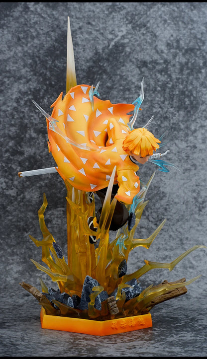 Demon Slayer Figure Agatsuma Zenitsu Double-Headed Luminescable Action Figurine Decoration Model Toys Gift 35cm Anime Statue Pv