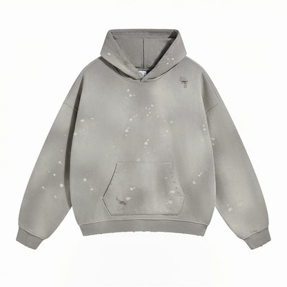 ZODF Autumn Winter Spray Dyeing Ink Splashing Hoodies For Men Unisex 450gsm Washed Oversized Knitted Hooded Pullovers HY0908