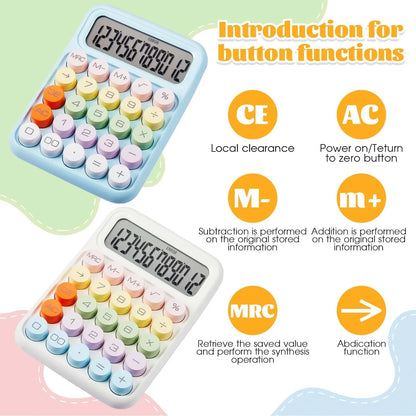 Keyboard Calculator Office 12-digit Mechanical Buttons Calculator Cute Candy Color School Supplies Students/Finance Stationery