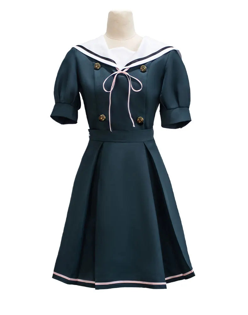 Kaoruko Waguri Cosplay Summer Skirt Dark Blue Dress Anime The Fragrant Flower Blooms with Dignity Halloween Cosplay Costume Girl