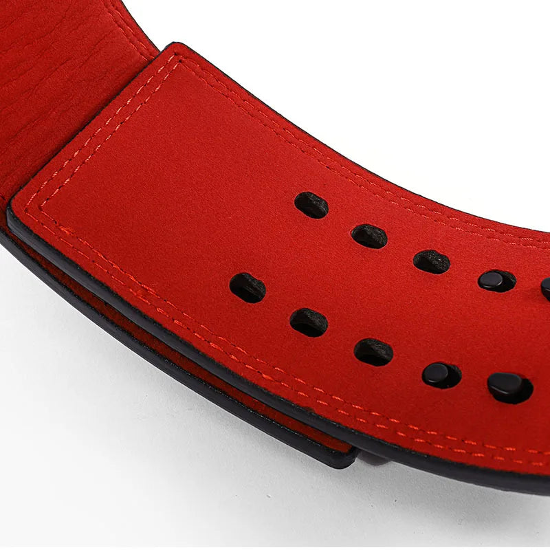 Weightlifting Belt Cowhide Leather Lever Buckle Waist Support for Powerlifting Squat Deadlift Gym Training