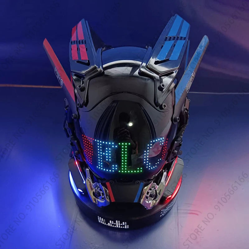 Cyberpunk App Mask Light Up Rolling Subtitles Screen Mask Cos Mech Technology Sense Mobile Phone Control Helmet Role Play