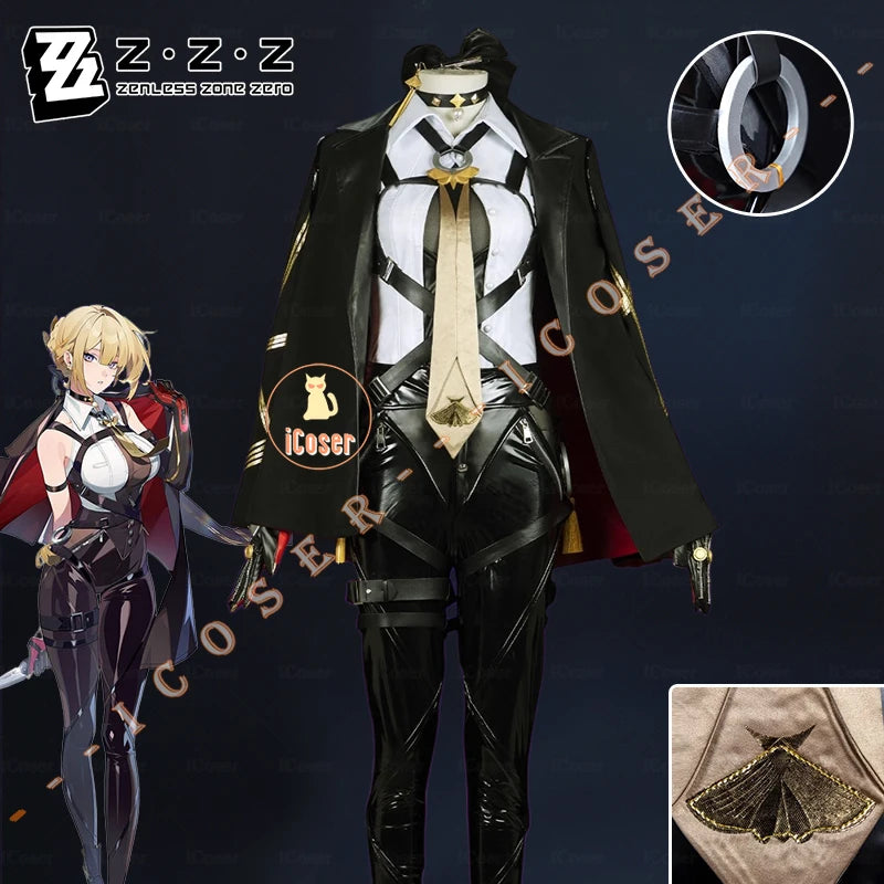 iCoser Zenless Zone Zero Evelyn Chevalier Cosplay Costume Wig Uniform Jacket Headwear Earrings Stars of Lyra Halloween for Women