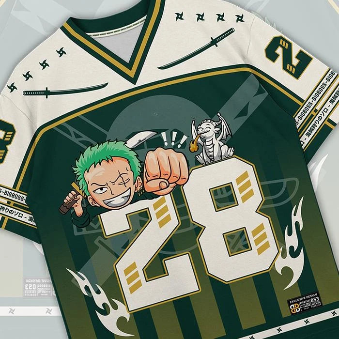 28 Jersey One Piece Roronoa Zoro Anime Y2k Korean Style Baseball Hockey T-shirt Fashion Streetwear Anime Daily Unisex Tops Tees