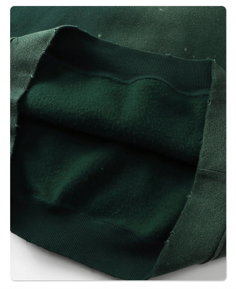 ZODF Trendy Men Washed 360gsm Fleece Hoodies Unisex Oversized Warm Paint Distressed Hooded Pullovers Winter Coat HY0947