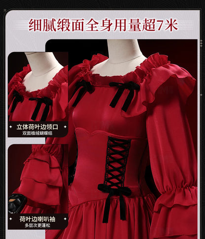 Scarlet El Vandimion Cosplay Costume Wig Red Dress Anime May I Ask for One Final Thing Ice Rose Earrings Women Girls Role Play