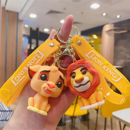 Anime Disney Keychain Cartoon The Lion King Mickey Mouse Minnie Lilo & Stitch Keyring Car Key Chain Pendant Kids Toys Gift
