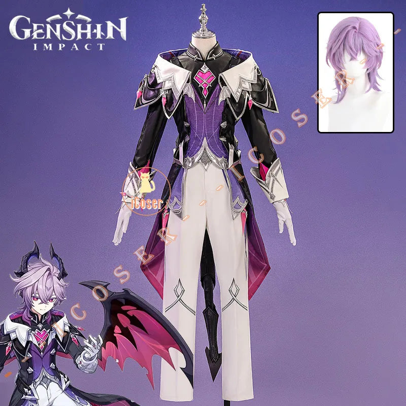 Genshin Impact Durin Cosplay Costume Wig Uniform Headwear Halloween Party for Women Men Girls Christmas Game Role Play Outfit