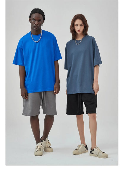 ZODF 2025 Spring Summer Men Solid 100% Cotton T-Shirts Unisex Women Loose 230gsm Noshrink Basic T Shirt Brand Tops HY0151