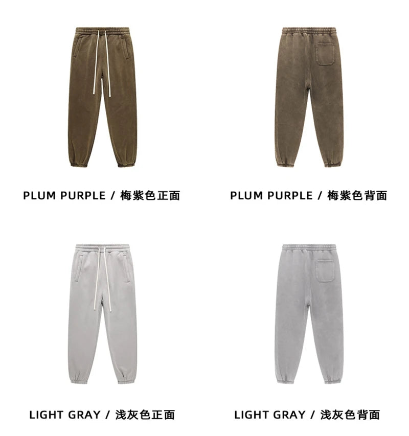 ZODF Vintage Men 360gsm Thick Fleece Sweatpants Women Unisex Loose Washed Distressed Warm Joggers Pants For Winter HY0749