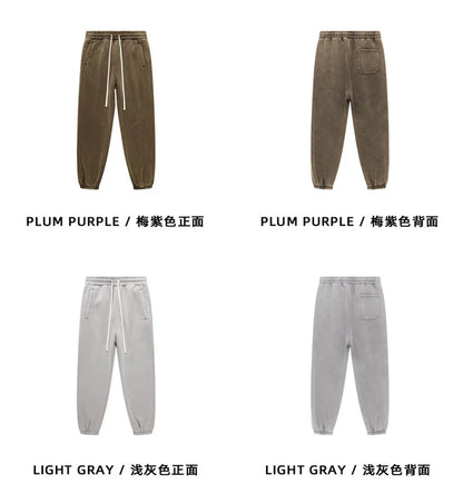 ZODF Vintage Men 360gsm Thick Fleece Sweatpants Women Unisex Loose Washed Distressed Warm Joggers Pants For Winter HY0749