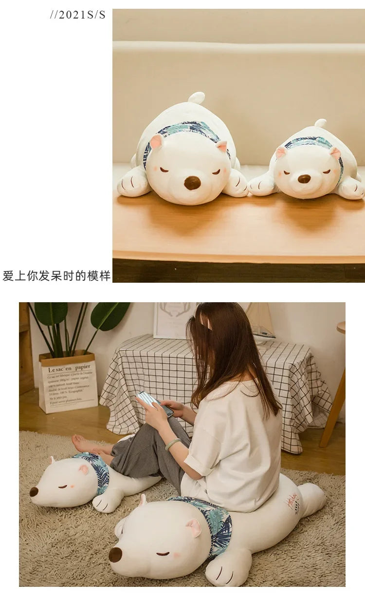 Cute Cartoon Polar Bear Plush Toy Large Animals Stuffed Plushies Dolls Soft Sleeping Pillow Bedroom Decoration Children Gifts