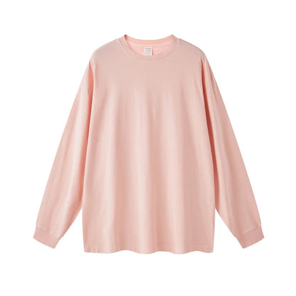 ZODF New Autumn Men's 260gsm 100% Cotton T Shirts Unisex Retro High Street Loose Washed Solid Tees Streetwears HY0376