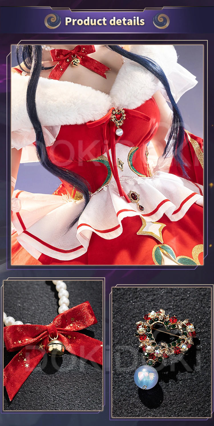 Ahrii Doujin Cosplay Costume Game Cosplay【S-3XL】DokiDoki-R Ahrii Red Dress Christmas Cosplay Women Costume Plus Size
