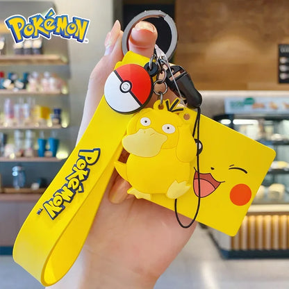 Genuine Pokemon Action Figure Pikachu Keychain Squirtle Bulbasaur Charmander Psyduck Keyring Backpack Pendant Model Toy Kid Gift