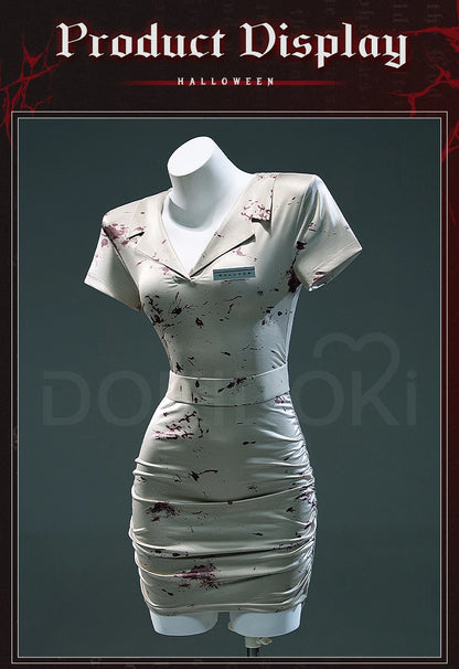 IN STOCK Bubble Head Nurse Cosplay Costume Game Cosplay【XS-3XL】DokiDoki-R Women Halloween Bloody Nurse Dress Mask Plus Siz