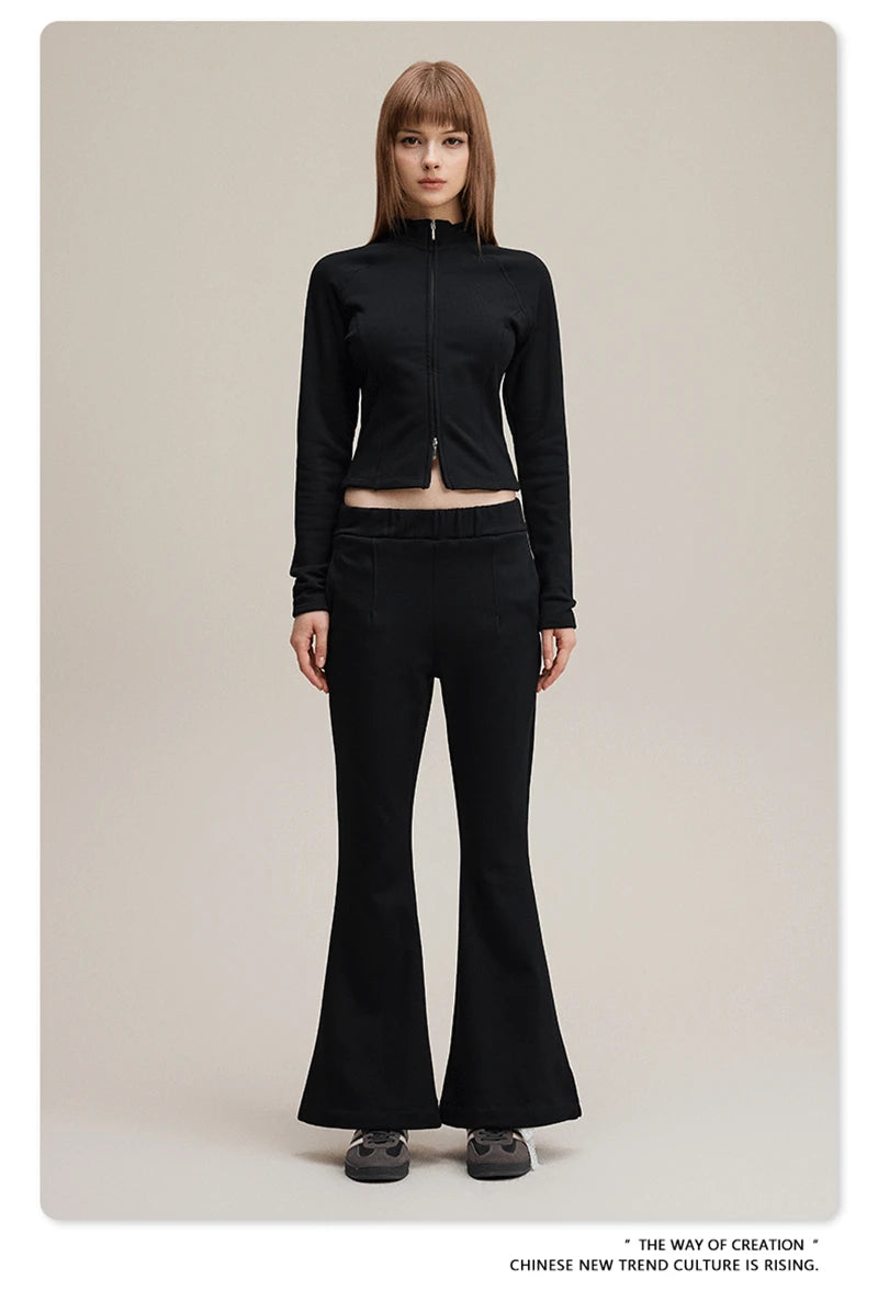 ZODF Women 2025 Autumn Sport Style Flared Pants Girls Female Mousse Muscle Sole Slimming Micro Yoga Trousers HY1095