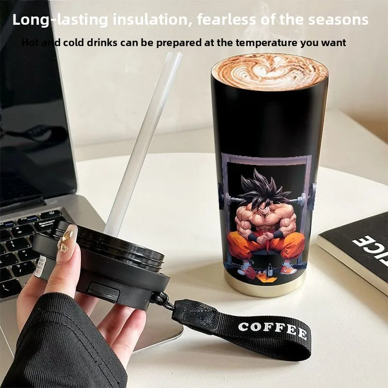 520ml Dragon Ball Thermos Cup Vegeta Water Bottle Son Goku Coffee Mug Large Capacity Drinking Bottle Kids Student Water Cup Gift