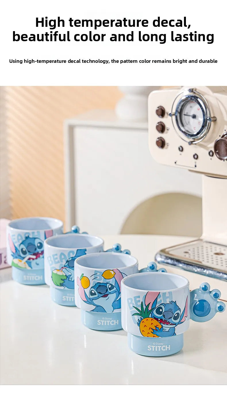 Disney Stitch Mug Office Coffee Cup Stackable Ceramics Mugs High Value Couple Water Cups Student Hot Water Cup Festival Gift