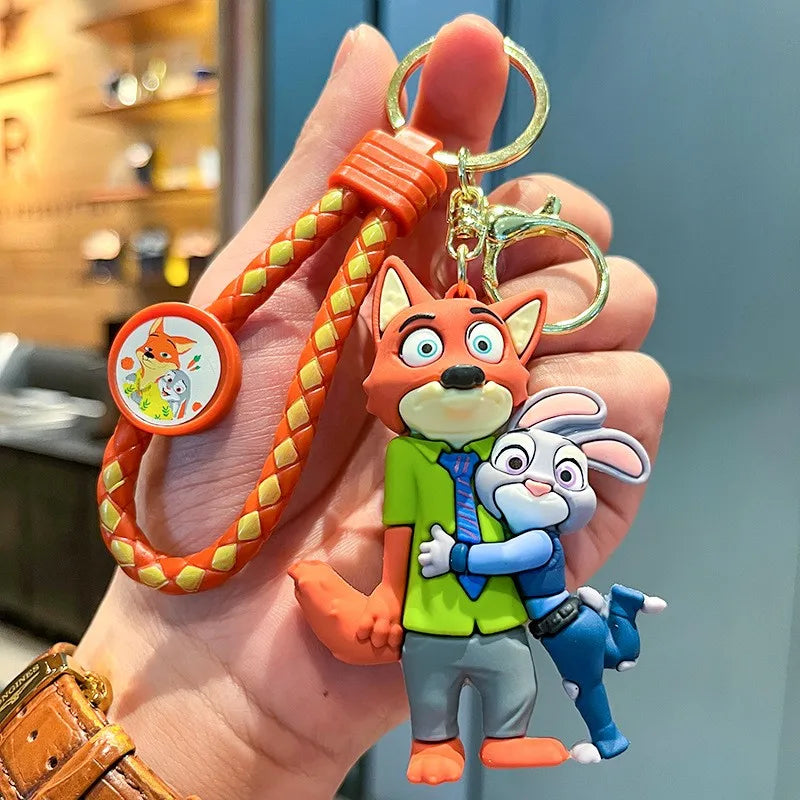 Disney Zootopia Toys Durable Keychian Action Figures Judy Hopps Emmitt Otterton Man Women Kids Car Keyring Girl Birthday Gift