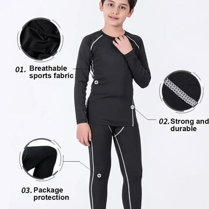 Kids’ Sportswear Thermal Underwear Quick Dry Compression Clothes for Soccer Basketball Boys
