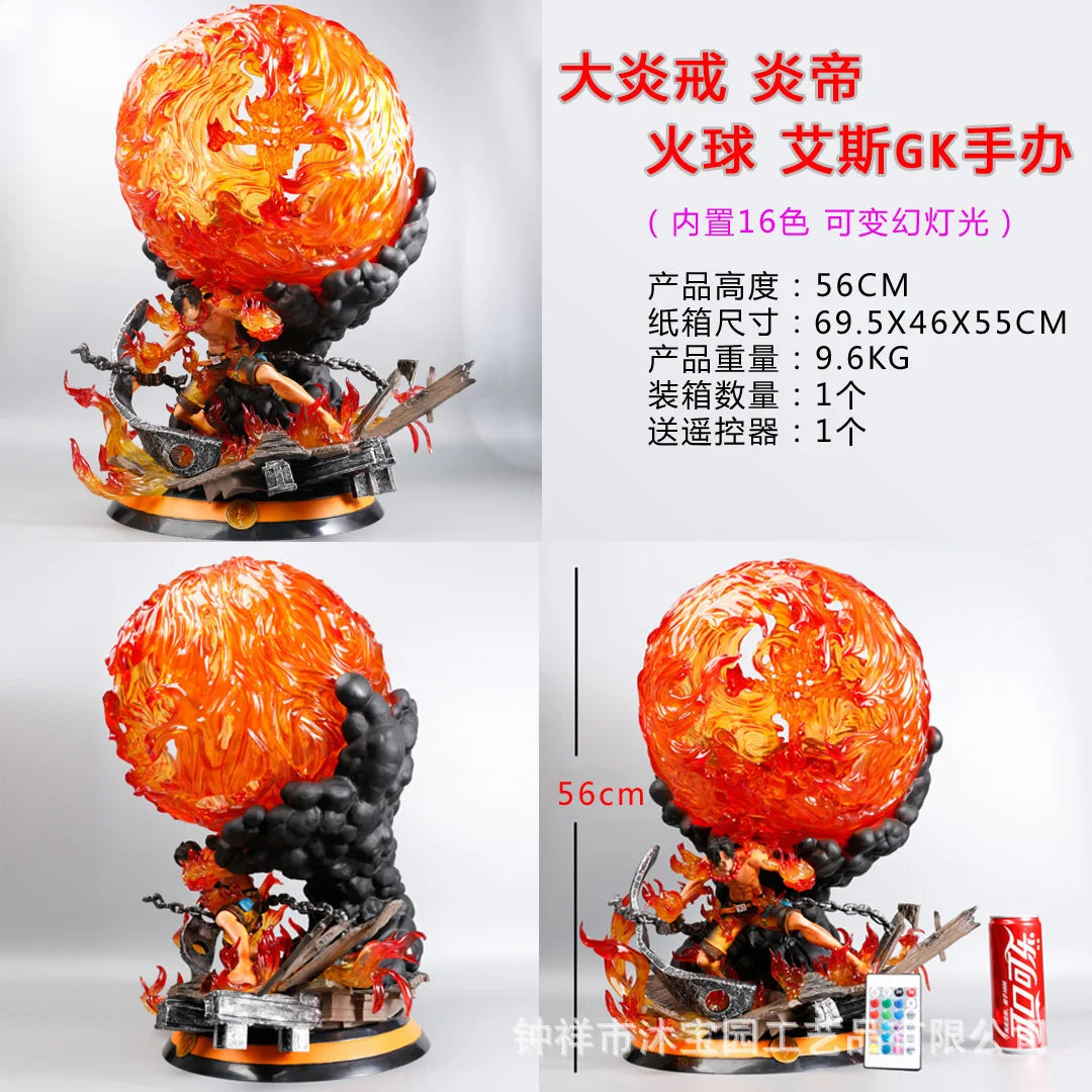 One Piece Great Flame Ring Statue Portgas·D· Ace Model Boxed Glowing 16 Colors Figure Collectible Toys & Hobbies Action Figures