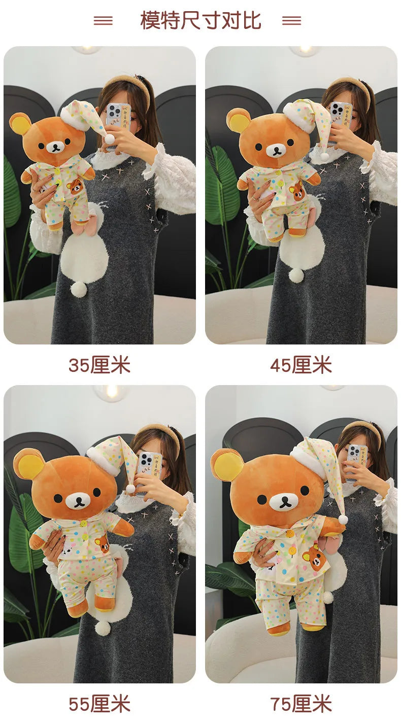35/45/75cm Big Size Rilakkuma Kawaii Anime Plush Stuffed Doll Room Decorated Plushies Pajamas Bear Pillow Ornaments Holiday Gift