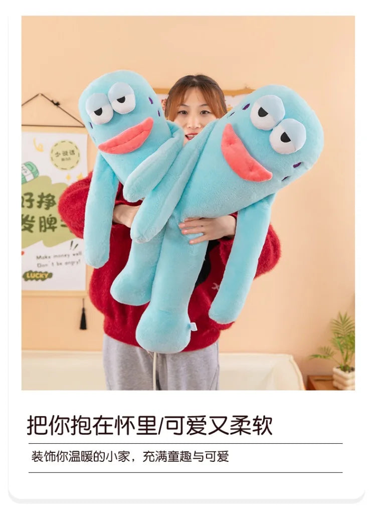 Sanrio 80cm Cute Plush Cartoon Ugly Fish Stuffed Toy Funny Knock Knock Doll New Viral Kids Birthday Christmas Gift for Children