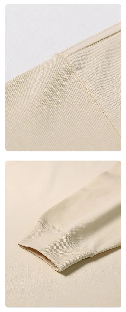 ZODF New 2025 Autumn Men 305gsm 100% Cotton T Shirt Unisex Loose Heavy Weight Basic Long Sleeve Solid T-Shirts Tops HY0634