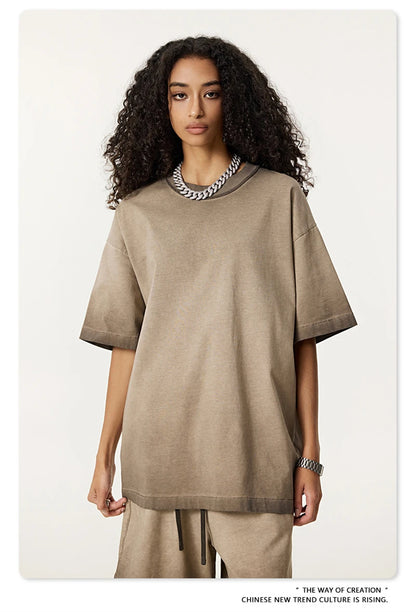 ZODF 2025 Summer Washed 275gsm Solid Cotton T-shirt For Men Unisex Oversized Short Sleeve T Shits Brand Tops HY0981