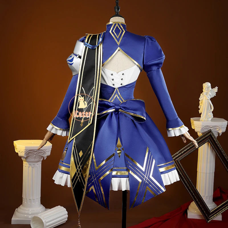 iCoser Honkai Star Rail Fate Saber Cosplay Costume Wig Dress Uniform Headwear Carnival Halloween Party Women Girls Props Gifts