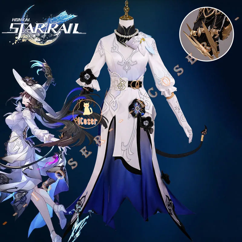 Honkai Star Rail Constance The Dahlia Cosplay Costume Wig Dress Uniform Hat Ever-Flame Mansion Halloween Party for Women Girls