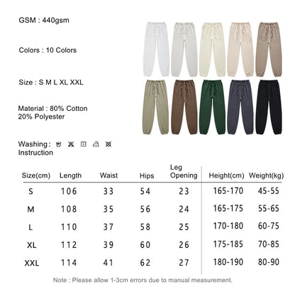 ZODF New Men Heavy Weight 440gsm Solid Sweatpants Unisex Loose Basic Casual Comfortable Sport Pants Joggers Streetwears HY0628