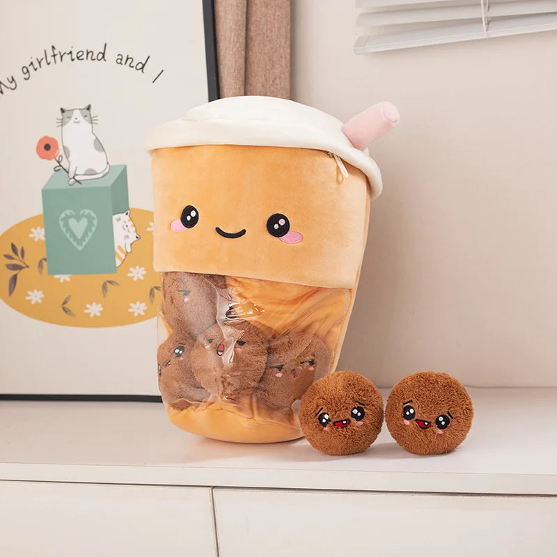 Various Play Doll Boba Plushies Mini Dolls in a Boba Cup Can Flip Boba Tea Toy Many Size Boba Tea Cushions for For Kids Girl