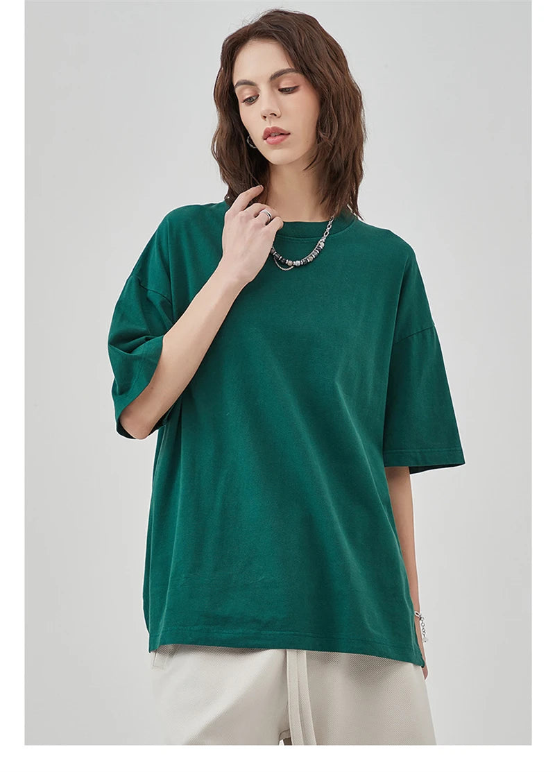 ZODF New Summer Solid Washed Cotton T-Shirts Streetwears For Men Unisex Retro High Street 275gsm Basic Tees Brand Tops HY0071